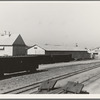 Railroad yard behind potato shed from which Klamath potatoes are shipped across the country. Tulelake, Siskiyou County, California
