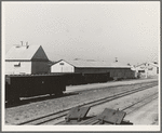 Railroad yard behind potato shed from which Klamath potatoes are shipped across the country. Tulelake, Siskiyou County, California