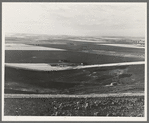 Looking down the newly plowed wheat fields of the Umatilla Valley, Oregon. Thirteen miles south of Pendleton, Umatilla County, Oregon