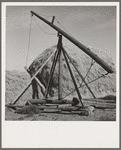 Type of hay derrick characteristic of Oregon landscape. Irrigon, Morrow County, Oregon