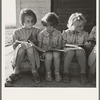 Girls of Lincoln Bench School study their reading lesson. Near Ontario, Malheur County, Oregon