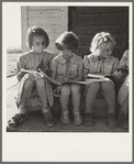 Girls of Lincoln Bench School study their reading lesson. Near Ontario, Malheur County, Oregon