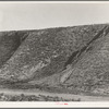 Water seepage from newly irrigated land on top of bench, eroding the sides. A problem for the Reclamation Servive. Dead Ox Flat, Malheur County, Oregon