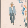 Watercolor sketch with male figure walking forward
