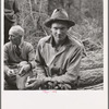 Member of the co-op in the woods. Ola self help cooperative sawmill. Gem County, Idaho. See general caption 48