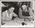 Farm Security Administration borrowers on new farm keep account of their loan. Dead Ox Flat, Malheur County, Oregon. General caption 67