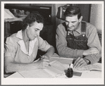 Farm Security Administration borrowers on new farm keep account of their loan. Dead Ox Flat, Malheur County, Oregon. General caption 67