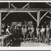 Men working in mill. Ola self-help sawmill co-op. Gem County, Idaho. Man in rear center in black hat is FSA (Farm Security Administration) county supervisor. General caption 48