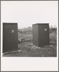 Twenty-four portable toilets, mobile camp (FSA - Farm Security Administration) equipment. Merrill, Klamath County, Oregon