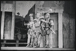 Ron Holgate and unidentified others in the 1962 stage production A Funny Thing Happened on the Way to the Forum