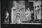 John Carradine, Ron Holgate and unidentified others in the 1962 stage production of A Funny Thing Happened on the Way to the Forum