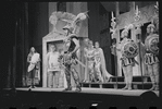 John Carradine, Zero Mostel, Ron Holgate and unidentified others in the 1962 stage production of A Funny Thing Happened on the Way to the Forum