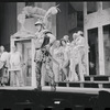 John Carradine, Zero Mostel, Ron Holgate and unidentified others in the 1962 stage production of A Funny Thing Happened on the Way to the Forum