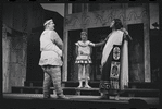 Zero Mostel, Patrick Fox, and John Carradine in the 1962 stage production A Funny Thing Happened on the Way to the Forum