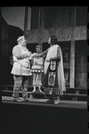 Zero Mostel, Patrick Fox, and John Carradine in the 1962 stage production A Funny Thing Happened on the Way to the Forum