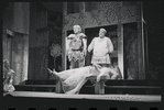 Jack Gilford [reclining] Ron Holgate, Zero Mostel and unidentified others in the 1962 stage production A Funny Thing Happened on the Way to the Forum