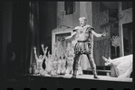 Myrna White, Ron Holgate, Jack Gilford [reclining] and unidentified others in the 1962 stage production A Funny Thing Happened on the Way to the Forum