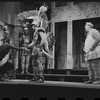 John Carradine, Ron Holgate, Zero Mostel and unidentified others in the 1962 stage production A Funny Thing Happened on the Way to the Forum
