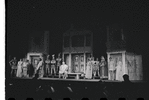 Ron Holgate, Ruth Kobart, David Burns, John Carradine, Zero Mostel, Jack Gilford, Raymond Walburn, Patrick Fox, Karen Black, and unidentified others in the 1962 stage production A Funny Thing Happened on the Way to the Forum