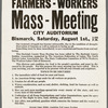 Mass meeting poster. Burleigh County, North Dakota