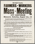Mass meeting poster. Burleigh County, North Dakota