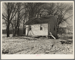 Two-room home of Clifford Blum farm, one hundred thirty acres. Rents farm from active farmer. Crop share lease, half corn, two-fifths small grains. Owner intends to add on to house next year. Buildings are kept up. Near Terril, Iowa