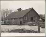 Hog house on Roy Merriott farm near Estherville, Iowa, one hundred sixty acres. Until recently this farm was owned by a loan company. It is now sold to a private owner. This is the third farm Merriot has had sold from under him in the last ten years