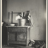 Washstand in corner of kitchen of Edgar Allen's home on farm near Milford, Iowa. Contrast this with washstand picture of Harry Madsen farm, tenant house