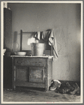 Washstand in corner of kitchen of Edgar Allen's home on farm near Milford, Iowa. Contrast this with washstand picture of Harry Madsen farm, tenant house