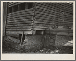 Detail of corn crib on Lyle Askedland farm, six hundred forty acres, near Armstrong, Iowa. This building has received little or no attention in twenty years. This farm until recently was owned by absentee estate. Is now owned by loan company