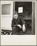 Drunken fisherman in front of his trailer home. Ottawa, Illinois
