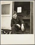 Drunken fisherman in front of his trailer home. Ottawa, Illinois