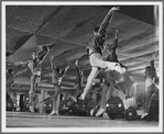 Male dancers as the Jets leaping in the Cool sequence of the film version of West Side Story