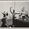 Jerome Robbins (rear) rehearsing dancers for an unidentified ballet