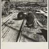 Sighting a circular saw blade at country sawmill near Omaha, Illinois