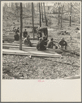 Lunchtime for county sawmill workers near Omaha, Illinois