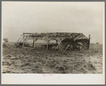 Indiana farmland and machine shed after the flood. Posey County, Indiana