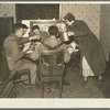 Everett Shoemaker and his wife serve lunch to the neighbors who helped them during moving operations. Near Shadeland, Indiana