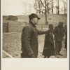 Frank Sheroan pleading for a better price on his livestock at closing-out sale. Near Montmorenci, Indiana