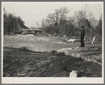 State highway flooded by the White River. Near Hazleton, Indiana