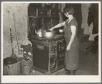Mrs. Erasty Emvich in her kitchen. Mrs. Emvich is the wife of a tenant farmer and mother of twelve children, eleven of them living. Near Battle Ground, Indiana