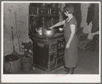 Mrs. Erasty Emvich in her kitchen. Mrs. Emvich is the wife of a tenant farmer and mother of twelve children, eleven of them living. Near Battle Ground, Indiana