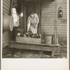 Mrs. Tip Estes, wife of a hired man and mother of nine children, bringing in fuel from the back porch. Near Fowler, Indiana