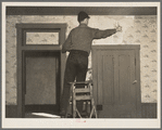 Clifford Rowe, twenty-six year old tenant farmer, who is going to repaper the rooms of the house he has just moved into. Near Templeton, Indiana