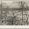 Spillway of earthen dam under construction. Martin County Development Project, Indiana