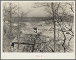 Spillway of earthen dam under construction. Martin County Development Project, Indiana