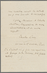 2-page letter from Cros to Fizeau discussing the 3-color photomechanical process