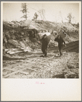 Lumberjacks with mattresses and equipment which they are returning to camp. They have been living in their own shacks. Forest County, Wisconsin