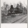 Lumber camp locomotive. Forest County, Wisconsin. Note special smokestack to catch sparks