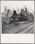 Lumber camp locomotive. Forest County, Wisconsin. Note special smokestack to catch sparks